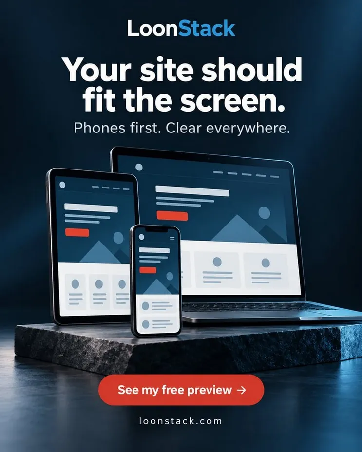 Your site should fit the screen. Phones first. Clear everywhere.