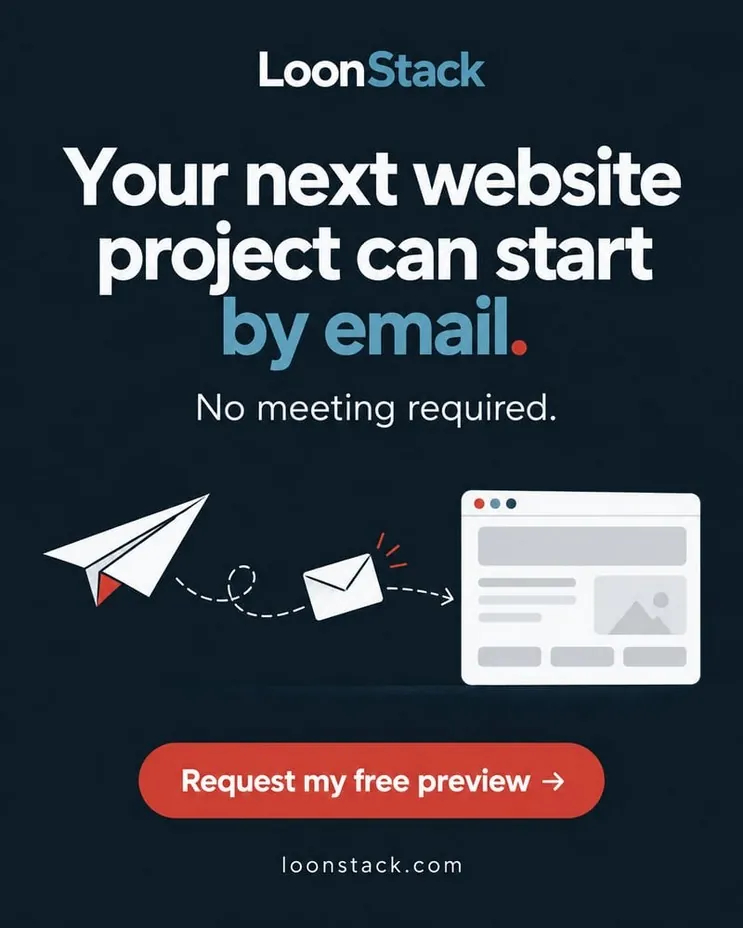 Your next website project can start by email. No meeting required.